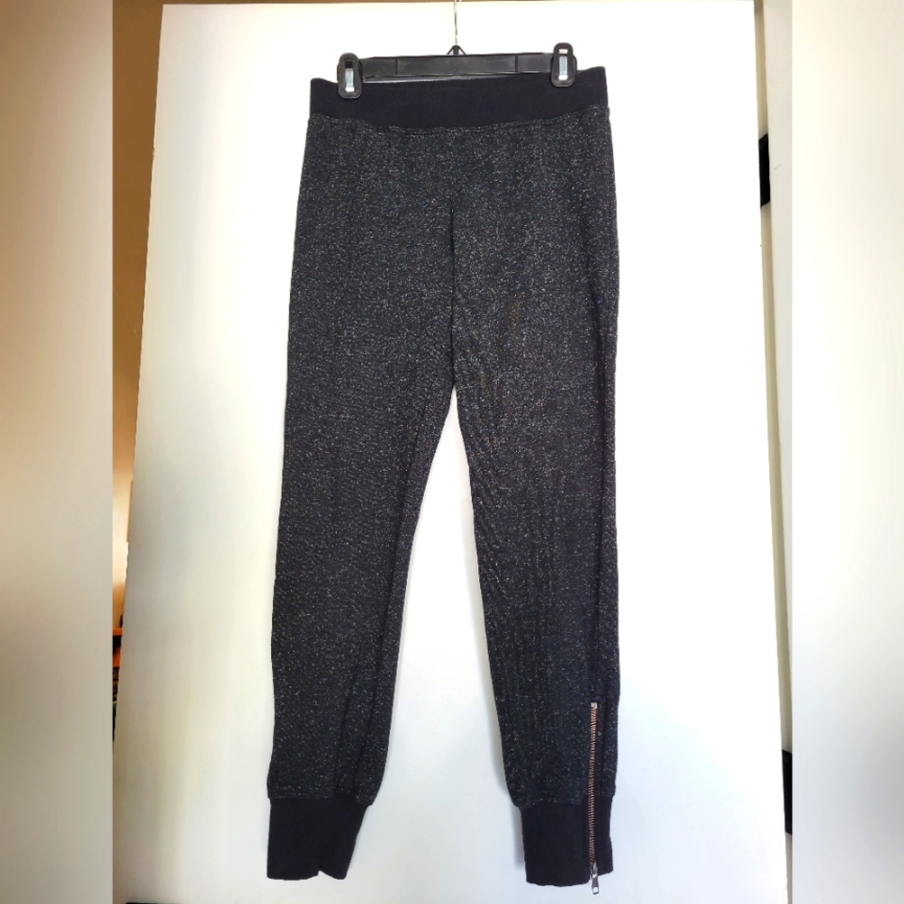 LIKE NEW Spiritual Gangster Black Lurex‎ Jogger Pants Ankle Zip Size S